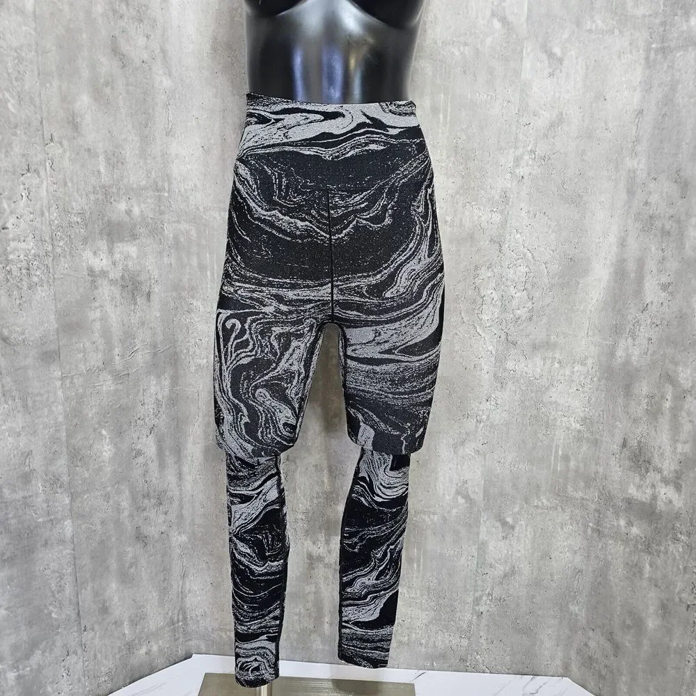 Athleta Womens XS Aurora Seamless Shine Metallic‎ Swirl Workout Set Tank & Pants - Picture 7 of 13